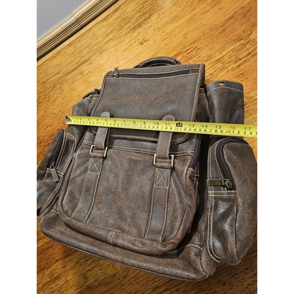 Claire Chase Jumbo Leather Laptop Backpack Brown Fits 17" Computer Bag #329 - Picture 7 of 10